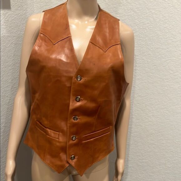 Vintage Scully Tan Leather Vest - Picture 1 of 7